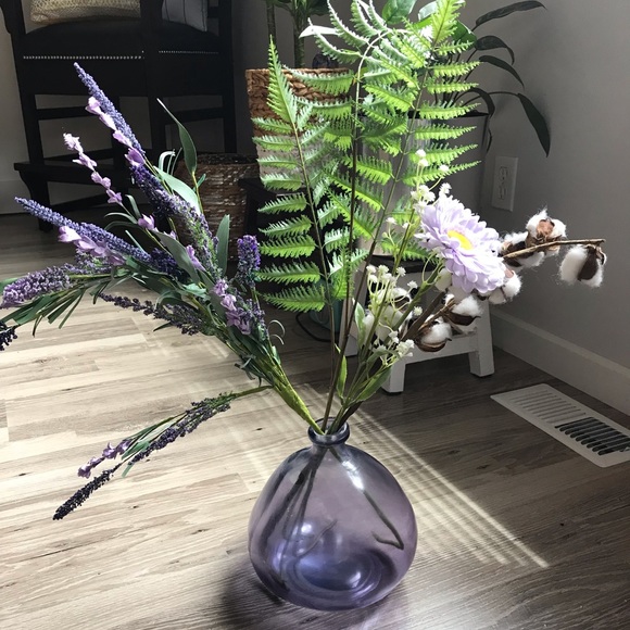 Lilac askew bulbous recycled glass handmade vase - Picture 2 of 13